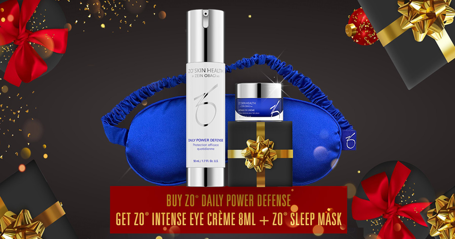 Kjøp ZO Daily Power Defense og få en ZO Intense Eye Crème 8ml + ZO Sleep Mask i gave!