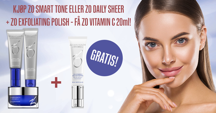 Kampanje! ZO solkrem + ZO Exfoliating Polish - Få ZO Vitamin C 20ml!