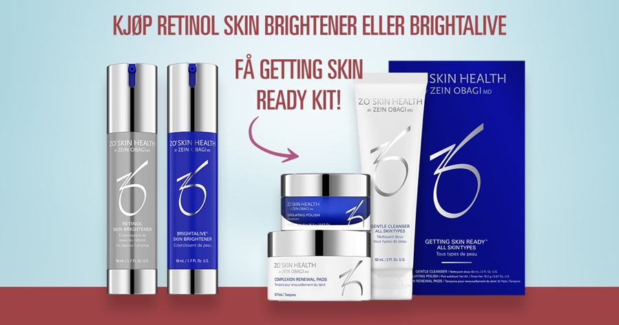 Kjøp Retinol Skin Brightener eller Brightalive og få et Getting Skin Ready kit i gave!